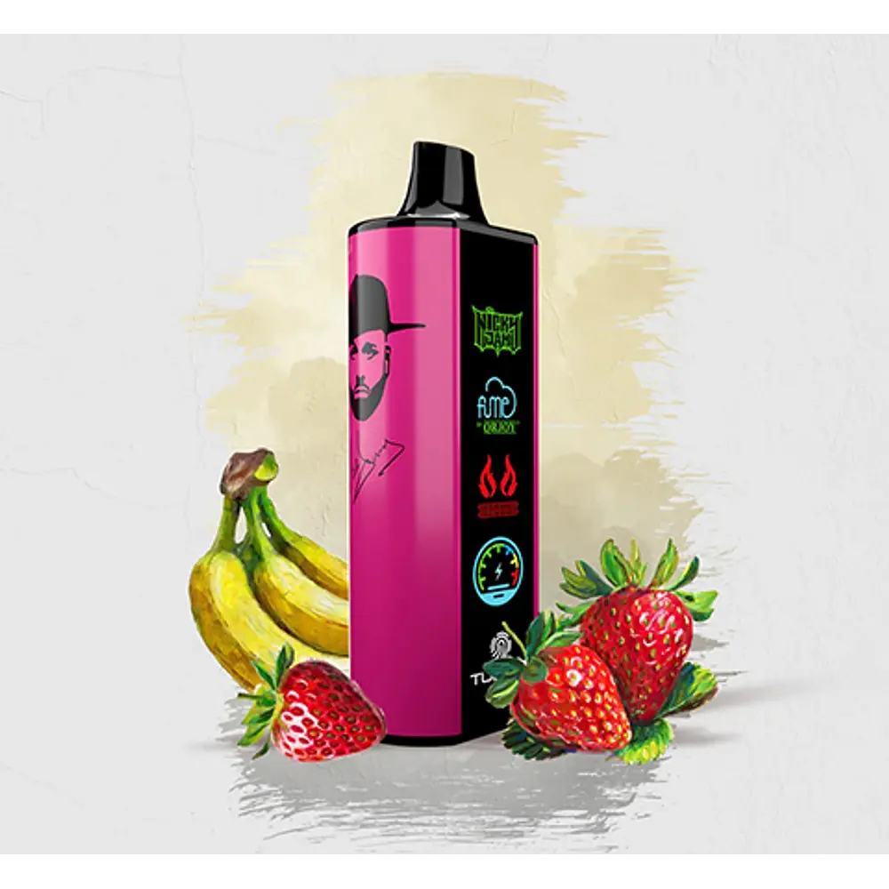 Vape Fume Nicky Jam 15000 Puff 0% Nic Yellow Sweet gatas (Strawberry Banana)